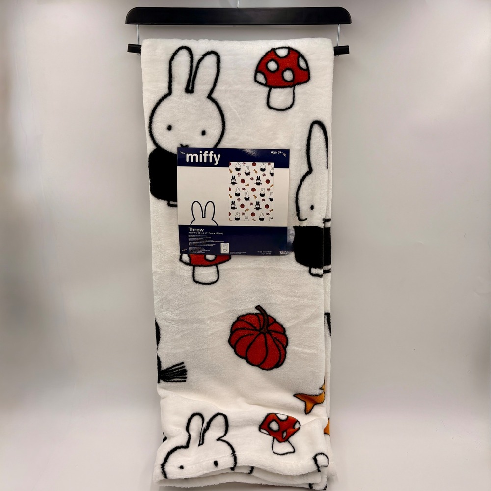 Miffy Bunny Plush Throw Blanket White Fall Pumpkin Mushroom Halloween